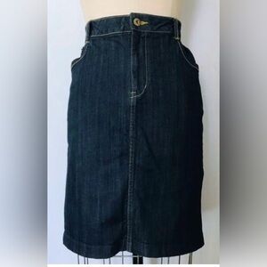 H&M DARK INDIGO BLUE DENIM PENCIL JEAN SKIRT 14